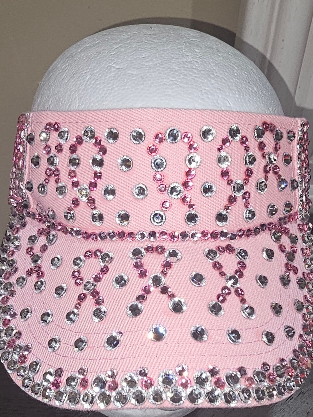 Breast Cancer Awareness Sparkling Pink Rhinestone Sun Visor